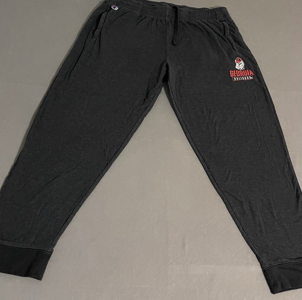 Champion Georgia Bulldogs Fleece Sweatpants XL UGA Logo Gray Excellent Cond